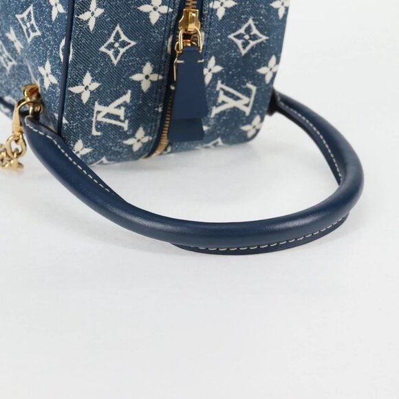 LOUIS VUITTON Monogram Denim Square bag Hand Bag Blue - Picture 7 of 16